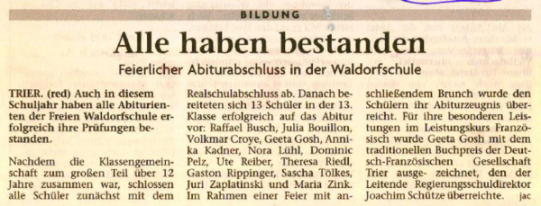 Trierischer Volksfreund, 05.07.2005, Abiturabschluss