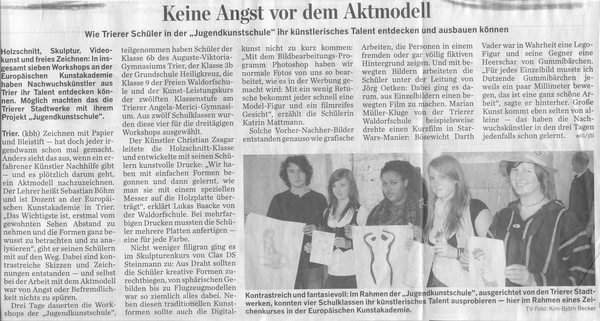 Trierischer Volksfreund, 24.06.2009, Jugendkunstschule