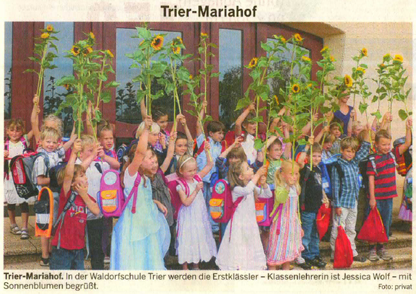 Trierischer Volksfreund, 27.08.2009, Neue erste Klasse