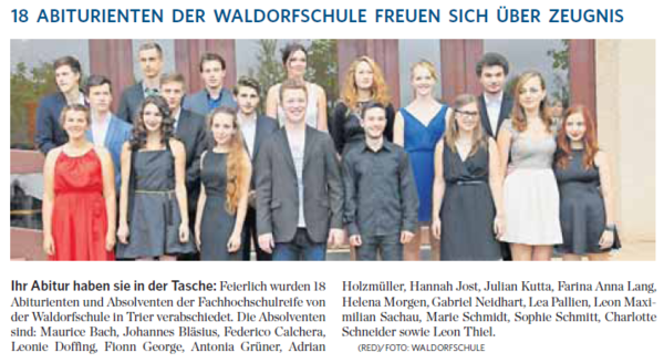 Trierischer Volksfreund, 24.07.2014, Die Abiturienten der Schule