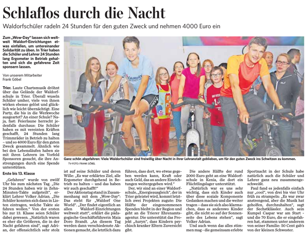 Trierischer Volksfreund, 01.11.2014, WOW-Day zum Radfahren