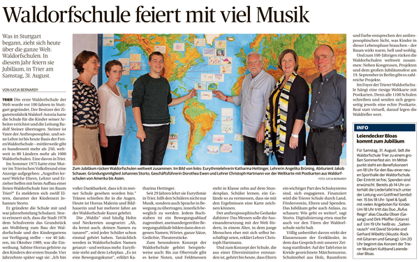 Trierischer Volksfreund, 30.08.2019, Die Schule feiert ihr Fest