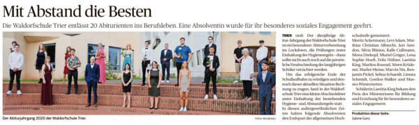 Trierischer Volksfreund, 17.07.2020, Abitur unter besonderen Bedingungen